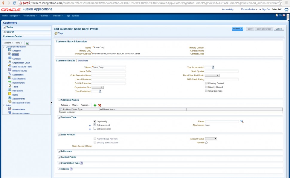 screenshot of Oracle E-Business Suite